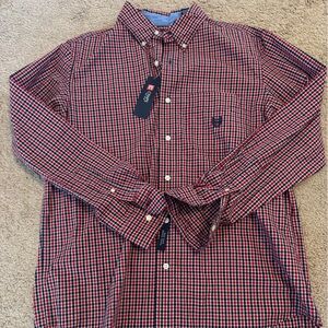 Chaps Men's Red and Blue Checkered Shirt